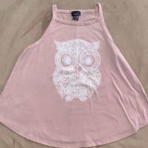 High neck Pink Owl shirt